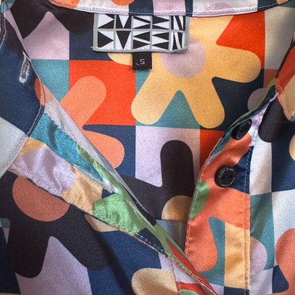 Dusen Dusen Multicolor Daisy Pattern Button Down Midi Dress - Picture 3 of 8